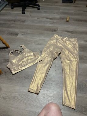 Cato Metallic Gold High-Rise Leggings